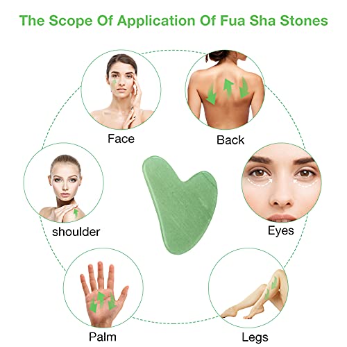 Gua Sha Facial Tool, Nature Jade Stone Guasha Massage Tool - Nature Jade Stone for Scraping Facial and SPA Acupuncture Therapy, Heart Shape Jade Trigger Point Treatment on Face