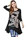 Allegra K Ladies Long Sleeve Skull T Shirts Casual Loose High Low Tops XL Black