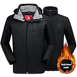 CAMEL CROWN Men's Ski Jacket 3 in 1 Waterproof Winter Jacket Snow Jacket Windproof Hooded with Inner Warm Fleece Coat