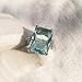 Lzz Vintage Fashion Lady 925 Silver Emerald Cut Blue Aquamarine Gemstone Ring with Diamond Ring Wedding Jewelry Size 5-11 (US code 8)