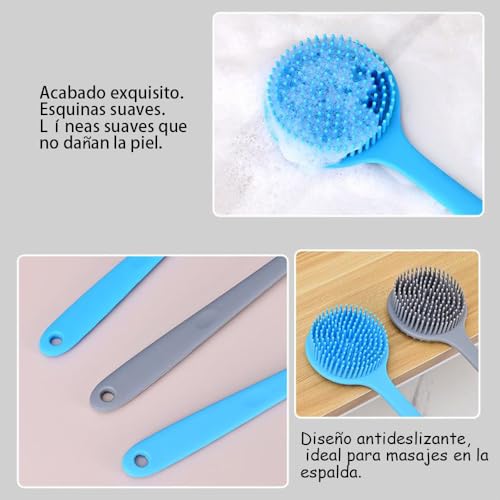 Set de cepillos corporales de silicona de 4 piezas, cepillo de mano no eléctrico con empuñadura antideslizante para un poder de limpieza superior y cerdas suaves para limpiar y masajear cada parte de su cuerpo. (Black)