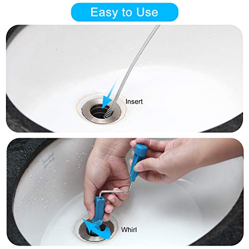 Huishang Drain Snake Drain Clog Remover,1.8m/5.9ft Flexible Metal Spring Sink Snake Drain Hair Catcher Auger Drain for Bathroom Tub, Toilet, Sink and Kitchen - Thumbnail 3