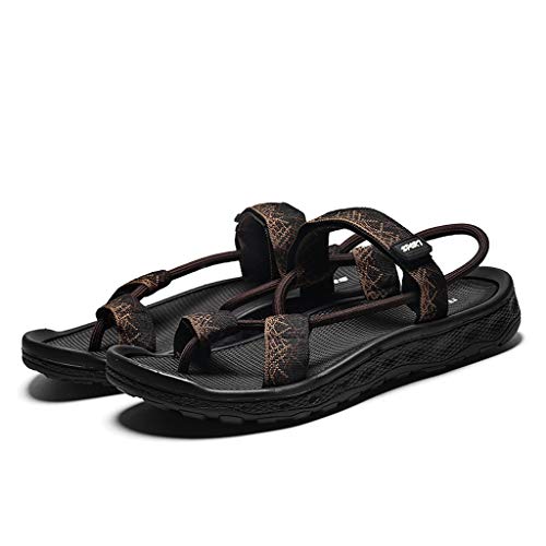 Forthery Men Sports Sandals Athletic Outdoor Summer Fisherman Breathable Hiking Walking Beach Shoes(Brown,US 9.5 / CN 44)