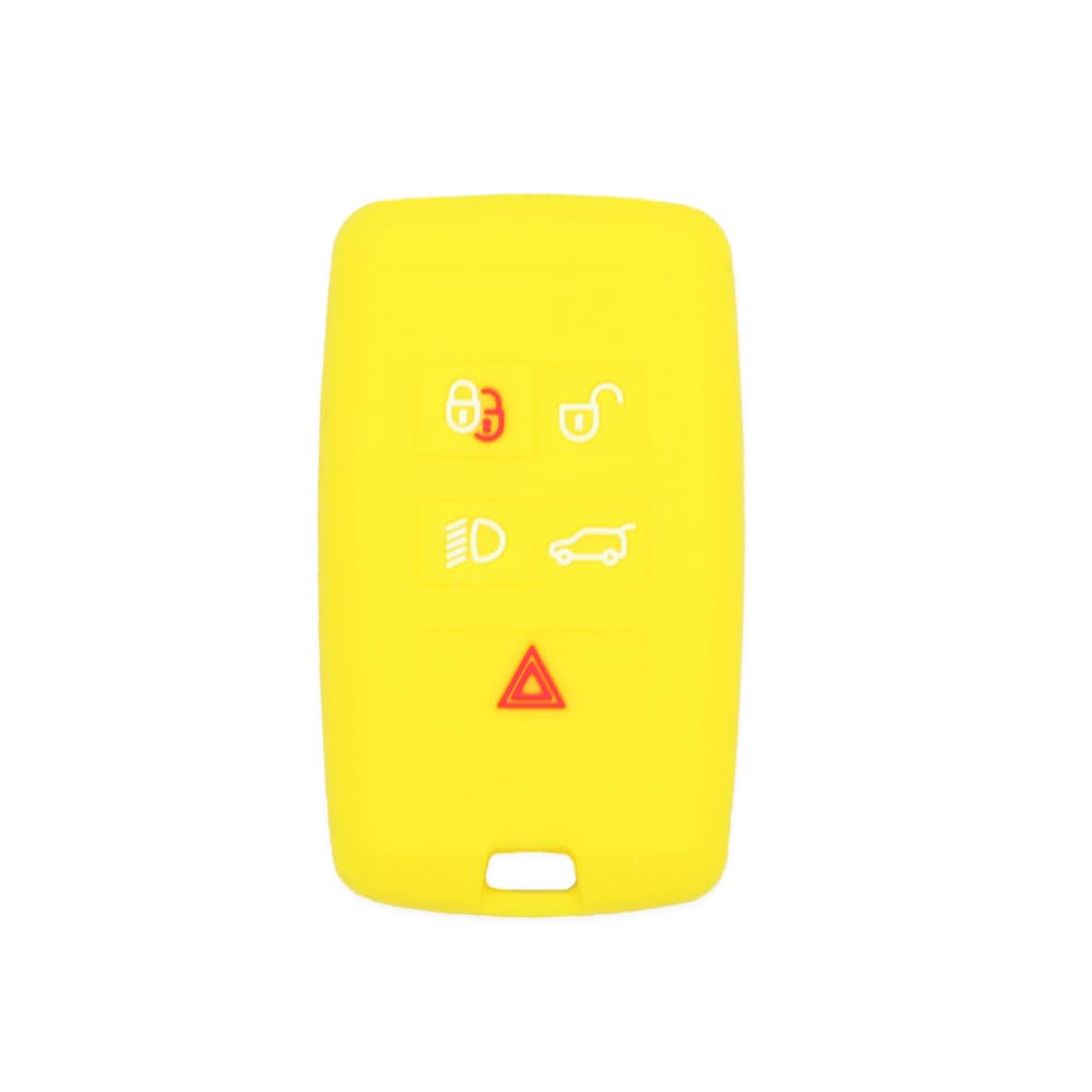 BROVACS Silicone Cover Protector Case Holder Skin Jacket Compatible with LAND ROVER Range Rover Discovery JAGUAR 5 Button Smart Remote Key Fob CV4984 Yellow
