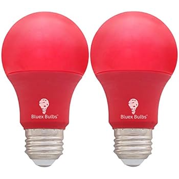 2 Pack BlueX LED A19 Red Light Bulb - 6W (50Watt Equivalent) - Dimmable - E26 Base Red LED Lights, Party Decoration, Porch, Home Lighting, Holiday Lighting, Decorative Illumination