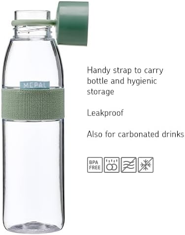 - Wasserflasche Ellipse - Wiederverwendbare Trinkflasche - Auslaufsichere - Geeignet für kohlensäurehaltige Getränke - BPA-frei - 500 ml - Nordic blue