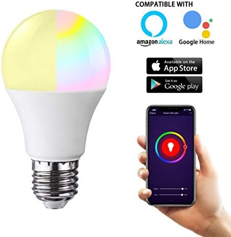 WiFi Smart Light Bulbs,Screw E27 Dimmable Led Wake-Up Lights Work with Alexa and Google Assistant Energy Saving 4.5W Equivalent to 40W No Hub Required