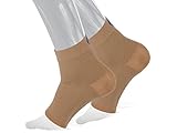 OS1st FS6 Performance Foot Sleeve (Two Sleeves) for Plantar Fasciitis Pain Relief, Heel Pain and Arch Support (Natural, Medium)