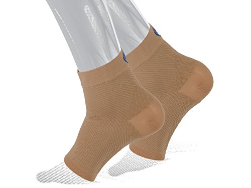 OS1st FS6 Performance Foot Sleeve (Two Sleeves) for Plantar Fasciitis Pain Relief, Heel Pain and Arch Support (Natural, Medium)