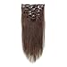 Emosa 7Pcs 70g 100% Real Full Head Remy Clip In Human Hair Extensions #4 Medium Brown Silky Soft