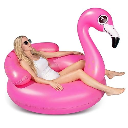 JOYIN 45"/112cm Fancy Inflatable Flamingo Float Float Water Pool Air Mattress with Refrigerator Toy for Water Parties Summer Party
