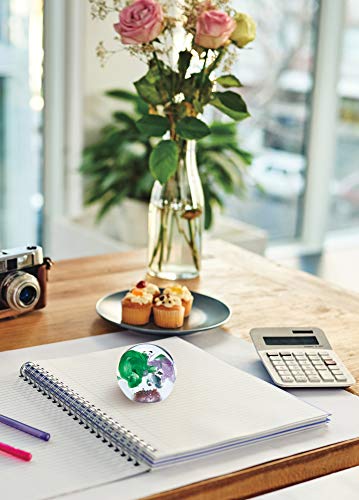 The Paragon Handmade Flower Paperweight Glass Office Decor, Flower Themed Collectible, 2½ (Purple & Green) - Thumbnail 2