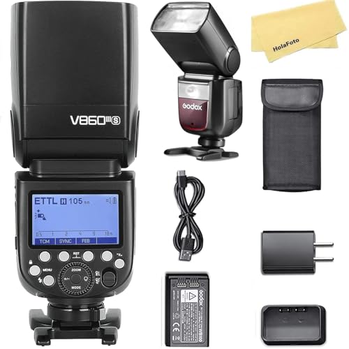 Godox V860III-S Kamerablitz für Sony Kamerablitzgerät Speedlite Light, 76 Ws 2.4 G TTL HSS 1/8000 s, 480 Blitze mit voller Leistung, 2600 mAh Li-Ionen