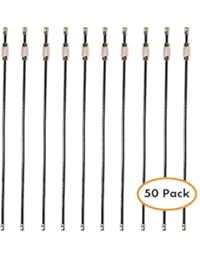 50pack Colored Nylon Coated Stainless Steel Wire Keychains 2mm 6.3 Inches Aircraft Cable Key Ring Loops for Hanging Luggage Tags or ID Tags (Black 50 Pack)