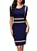 Miusol Women's Business Optical Illusion Work Bodycon Pencil Dress (XX-Large, A-Navy Blue)