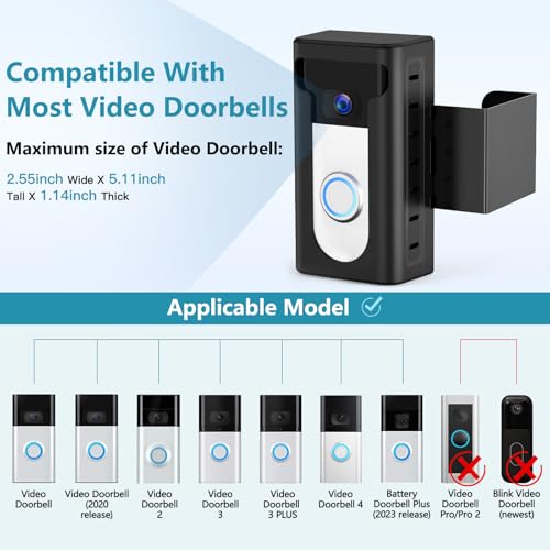 KIMILAR 2024 Upgrade Anti-Theft Video Doorbell Mount, Not Block Doorbell Motion Sensor, Adjustable No-Drill Mounting Bracket Wedge Holder Accessories for Home Rentals Office, Not for Security Door