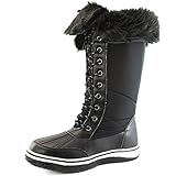 Women's DailyShoes Knee High 2-Tone Up D'cor Zipper Cowboy Warm Fur Water Resistant Eskimo Snow Boots