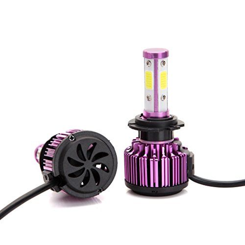 H7 LED Headlight Bulbs 20000LM 200W 6000K Cool White Low Beam / High Beam Conversion Kit 360 Degree 4 Side COB Chips Super Bright Auto Headlamps -2 Yr Warranty
