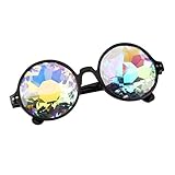 Round Kaleidoscope Glasses Rainbow Prism Sunglasses for Women Men OULYLAN Party Rave Festival Glasses with Grey Sun Glasses Cloth Bag