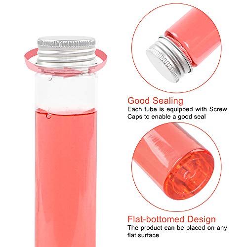 DEPEPE 18pcs 115ml Clear Flat Plastic Test Tubes with Screw Caps, 30 x 180mm, with 3 Funnels, 1 Brush, Large Test Tubes for Halloween Science Party, Christmas Candy Bath Salt Storage Containers