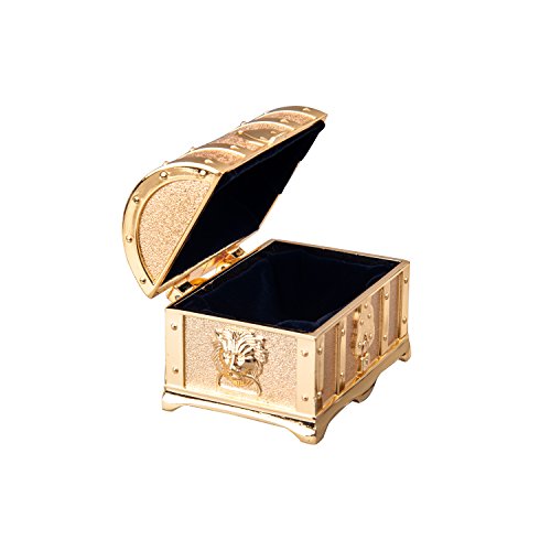 Feyarl Retro Light Gold Box Jewelry Trinket Treasure Box Rectangle Box Metallic Finished Box (Small)