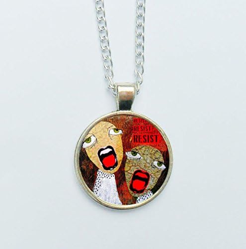 RESIST Outsider Art Political Feminist Pendant Also Available As Earrings