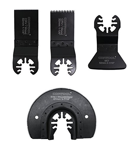 4 Pcs Precision Oscillating Multitool Blades Set Quick Release Oscillating Multifunction Saw Blade Fit Universal Porter Cable Bosch Black & Decker Dewalt Multimaster Vibration Saw Blade TF59100004