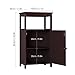 Homfa Bathroom Floor Cabinet Free Standing with Single Door Multifunctional Bathroom Storage Organizer Toiletries, Dark Brown