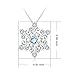 925 Sterling Silver Snowflake Pendant Necklace Blue and White Fleur De Lis, Romantic Jewelry Gift for Her Birthday