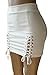 Meyeeka Women's Criss Cross Mini Skirt Sexy Split Faux Suede High Waist Skirt White S
