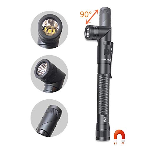 COSMOING Ultra Bright Pen Light with Magnetic Base, 90 Degree Swivel LED Penlight IP65 Waterproof Pen Flashlight Clip Pocket with 2AAA Battery(Not Included) 4 Modes LED Flashlight for Camping, Emergency, Inspection, Hiking, Outdoor