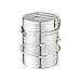 Qunlei 304 Stainless Steel Camping Cookware Set with Wood Stove, Complete Lightweight Outdoor Camping Hiking Backpacking Cooking Picnic Cookware Mess Kit for 1-2 Adult