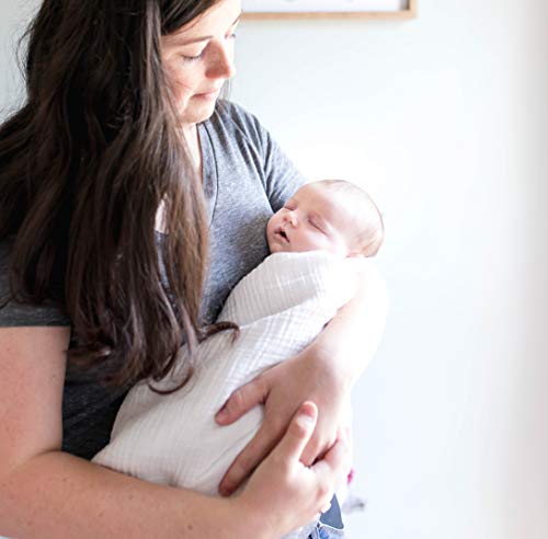 image for Organic Natural Cotton Muslin Swaddle Blanket - Extra Soft and Natural