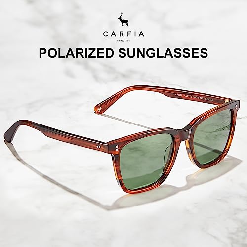 CARFIA Polarisierte Herren Sonnenbrille mit Rechteckig Acetatrahmen, 100% UV-Schutz Sportliche Sonnenbrille