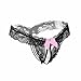 YRYC Women's Sexy Midnight Bow-Tie Panties Lace Sheer FreeSize (Black)