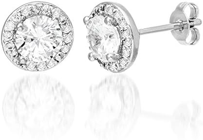 Lesa Michele Cubic Zirconia Stud Earring in Sterling Silver