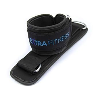 EXTRA FITNESS Zwei Fußschlaufen für Kabelzug, gepolstert – schwarz, mit starkem Klettverschluss auch für Damen – qualitativ h