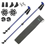 Trekking Poles by Vive (Pair) - Collapsible Hiking Sticks - Ultralight Antishock Walking Staff w/ Rubber, Ice & Snow Tips - Collapsible Walking Cane for Men & Women (Blue)