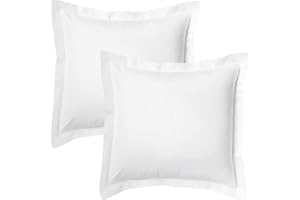 SLEEP-NEST Truly 600 TC | Long Staple Egyptian Cotton Euro Pillow sham 24" x 24" Set of 2 Sateen Weave European Square, Super Soft & Smooth Feel Premium Pillow Sham, Cushion Cover - White