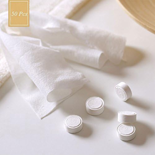 50 Pcs Portable Cotton Disposable Compressed Towel Tablets for Home Travel Camping 9.1"x10.2"