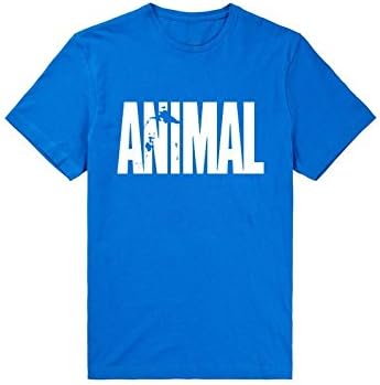 Men's Sport Printed ANIMAL Bodybuilding Shirt Stringer Workout Fitness Gym (XL, Blue)