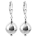 12mm Shiny Ball 925 Sterling Silver Leverback Drop Earrings for Women
