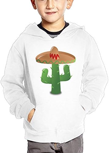 Maureen Lee Cactus Wearing Sombrero Boys Girls Sweatshirt Outfitter Hooded Sweatshirt With Pockets White 3 Toddler