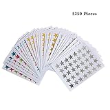 SBYURE 5250 Pieces Star Stickers Self-Adhesive Stickers for DIY Crafts Marking Work, Gold, Silver, Mix