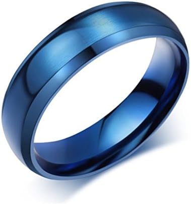 Rockynice 2pcs 8MM/6mm Titanium Steel Black High Polish / Matte Finish Tungsten Ring Wedding Ring Comfort Fit for Men Women (Blue, 10)