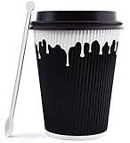 Hornbit Disposable Coffee Cups with Lids and Coffee Stirrers (Set of 50) - 12 oz Double Wall Insulated Hot Paper Coffee Cups - Stylish Beverage Cups for Hot and Cold Drinks (12 oz, Word Search)