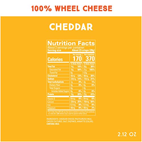 Whisps Cheddar Cheese Crisps Back to School Snack, 100 Cheddar