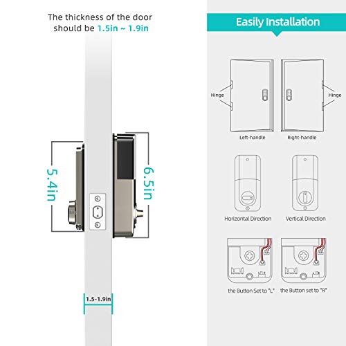 Smart Deadbolt Lock Front Door, hornbill Keyless Entry Door Lock with