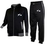 X-2 Mens Athletic Full Zip Fleece Tracksuit Jogging Sweatsuit Activewear Hooded Top