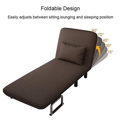 Folding Sleeper Chair Bed, Sofa Bed Single Sleeper Convertible Chair Lounger Couch Recliner Bed Easy to Carry and Move (Coffee) - Thumbnail 6
